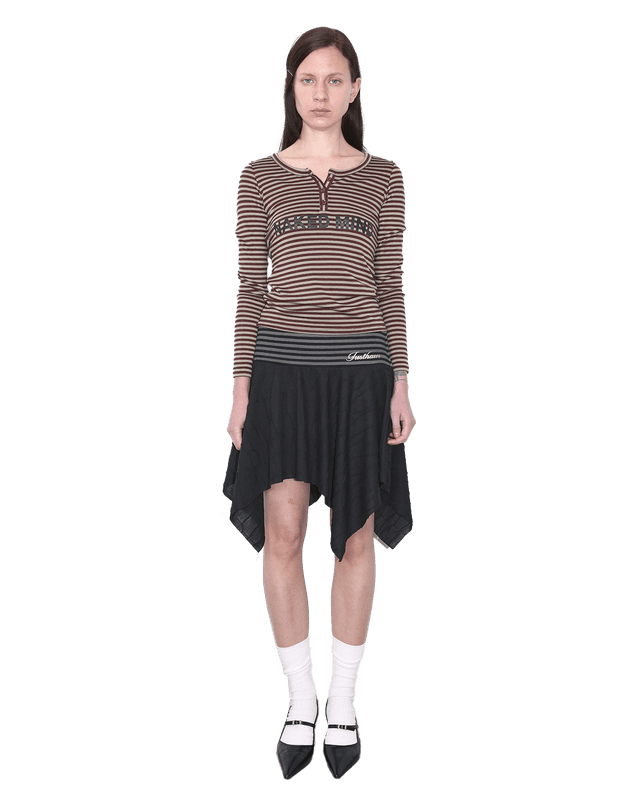 MIXED PANEL SKIRT, BLACK