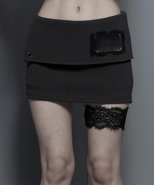 Lace-Up Mini Skirt Pants (Charcoal)