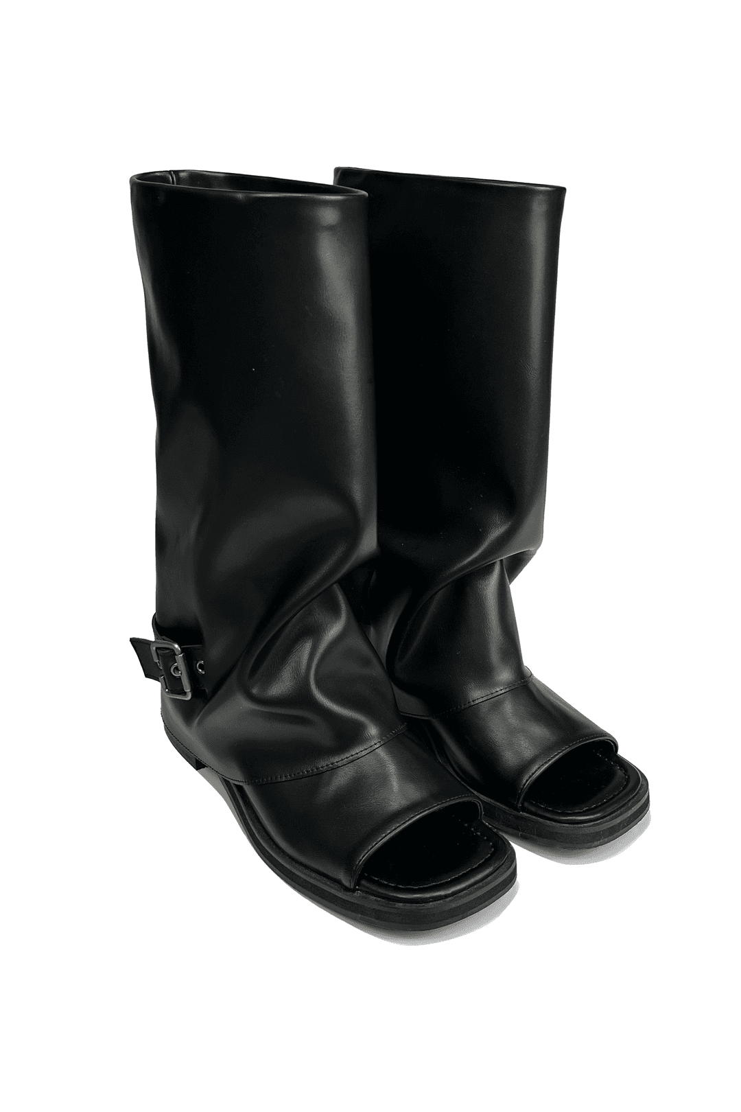 Layered warmer buckle sandal