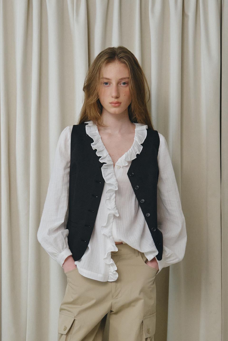renee frill blouse - ivory