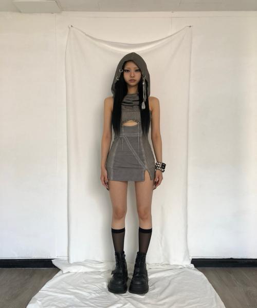 Washing hoodie mini dress