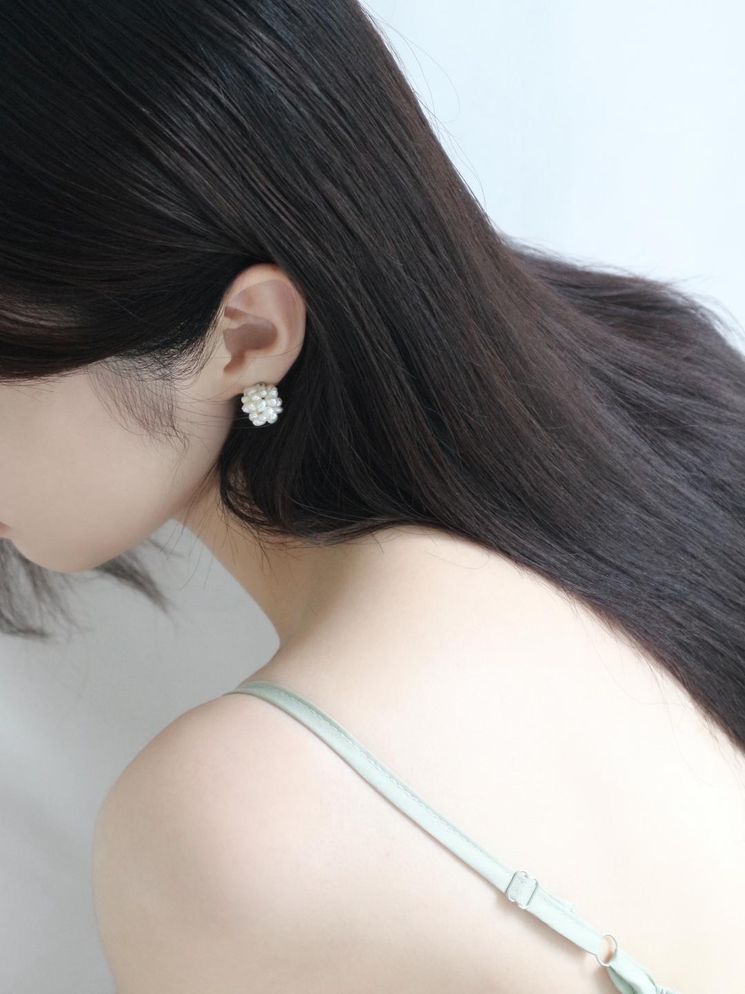 [925silver] MINI PEARL BALL EARRING