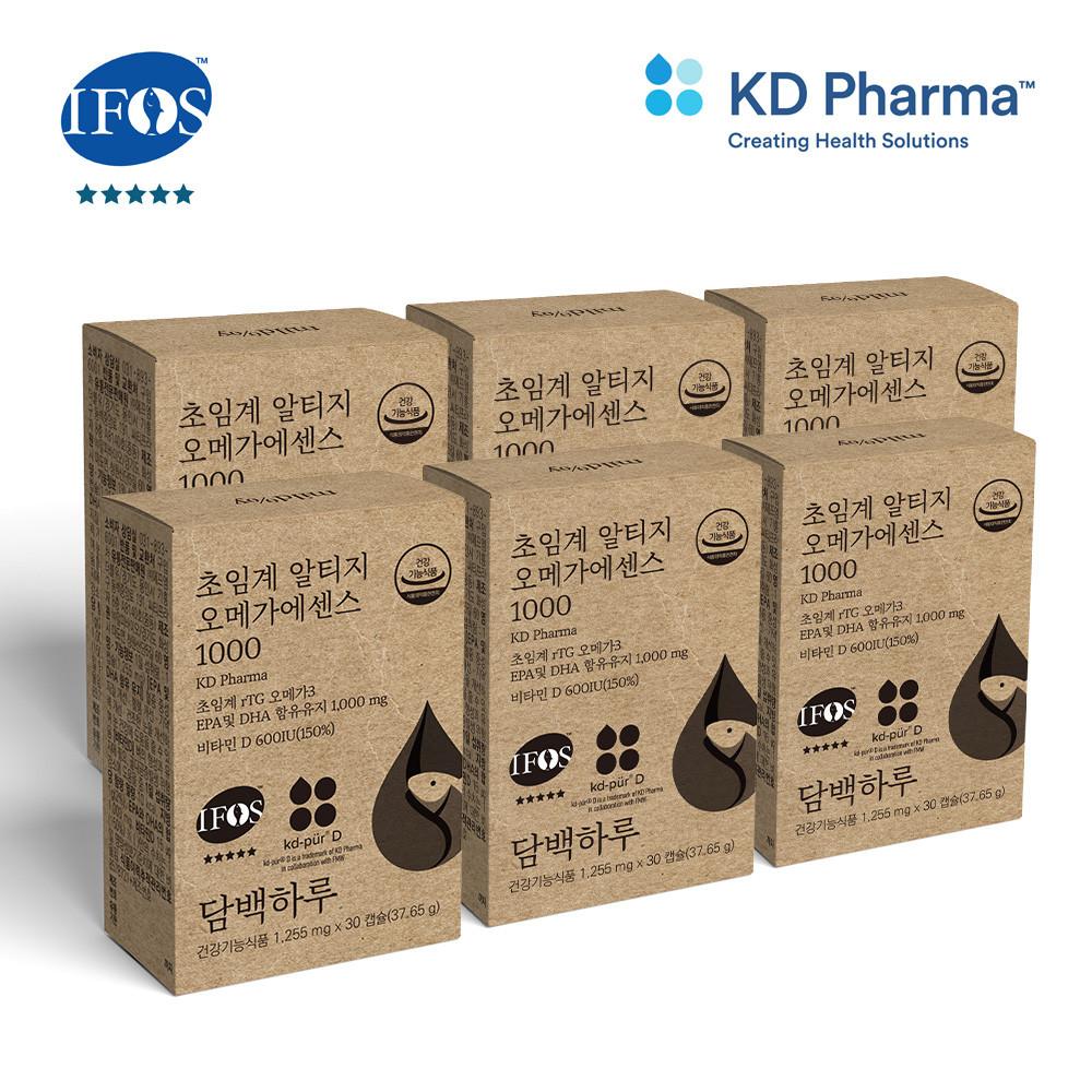 담백하루 초임계 알티지 오메가3 1000 180캡슐 6개월 6박스 비타민D600IU 에센스 [원산지:국산]