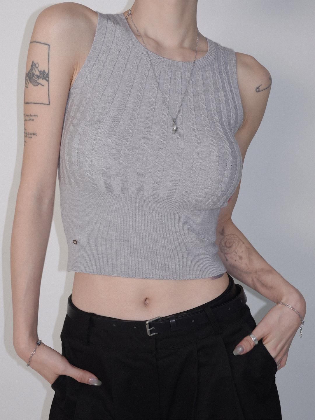 Cable Rayon Knit Sleeveless