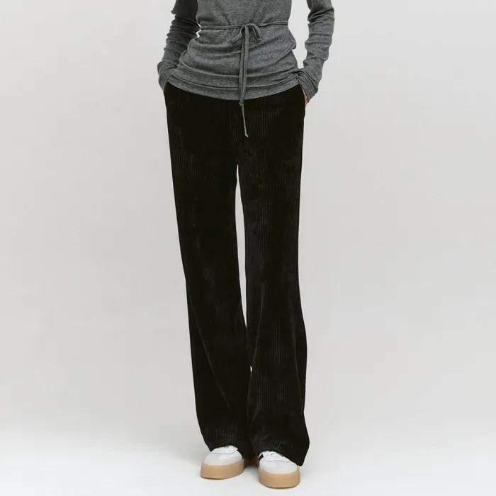 Corduroy Semi-Wide Banding Pants BLACK