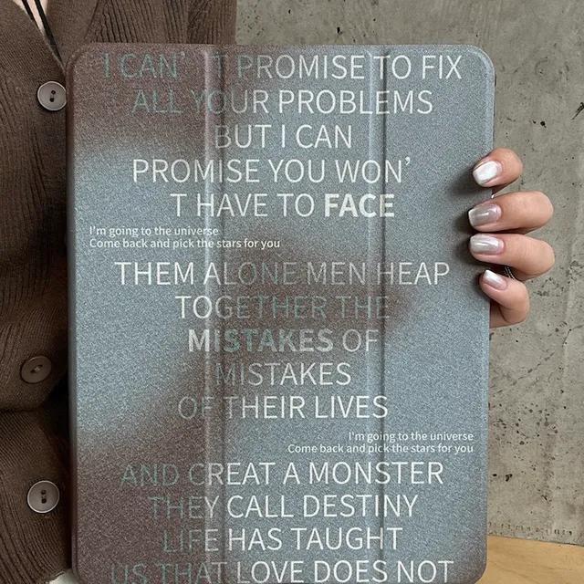 [필기 가능]블루앤브라운 그라데이션 레터링 3단 거치대 아이패드케이스 스마트커버