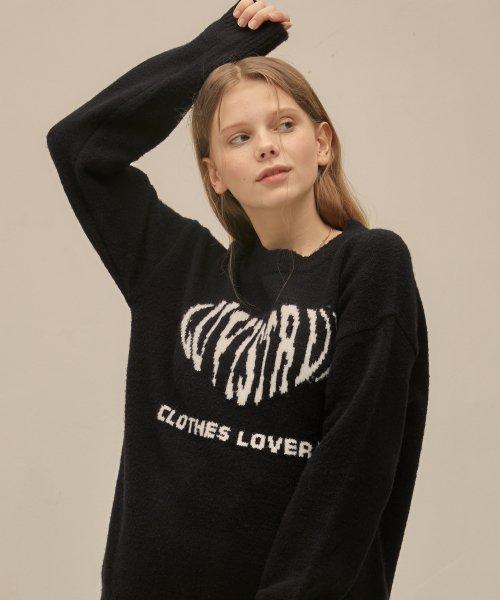 러브이즈트루(LUVISTRUE)  PO HEART KNIT(BLACK) - 사이즈 & 후기 | 무신사