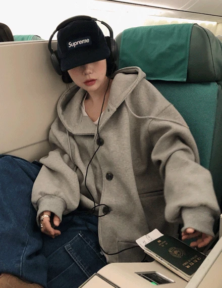 프튜단추후드가디건