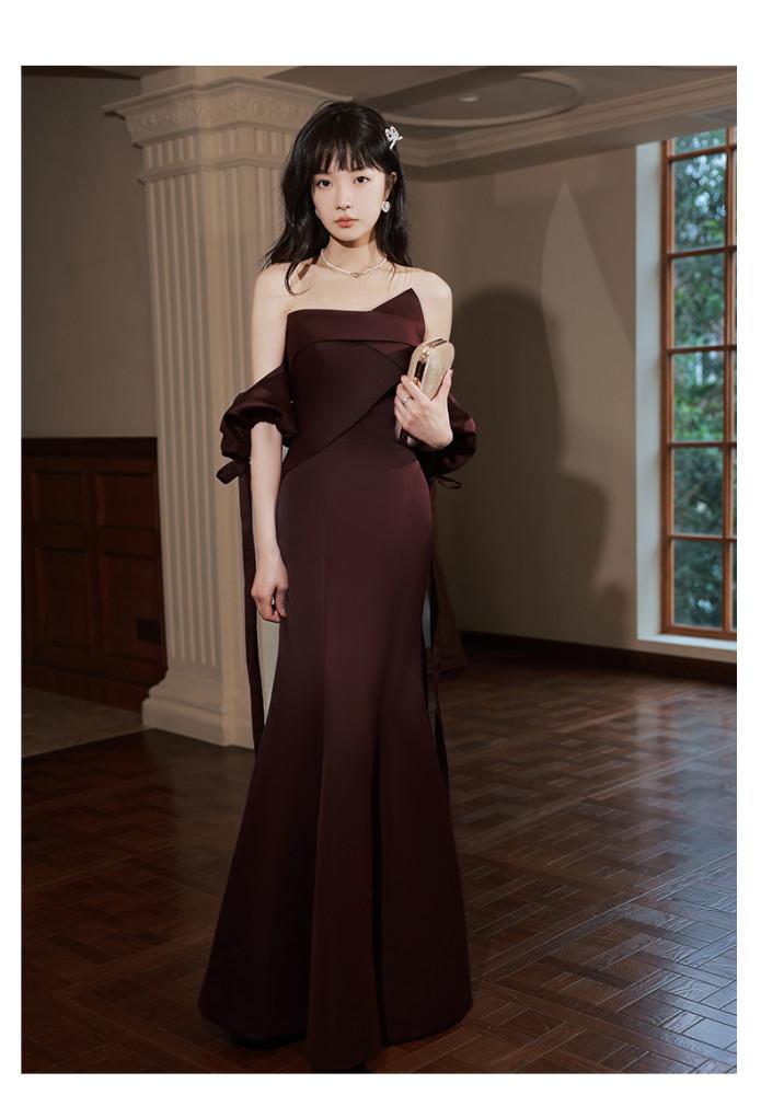 셀프 웨딩 유색 머메이드 실크 드레스 연주 연주회 드레스