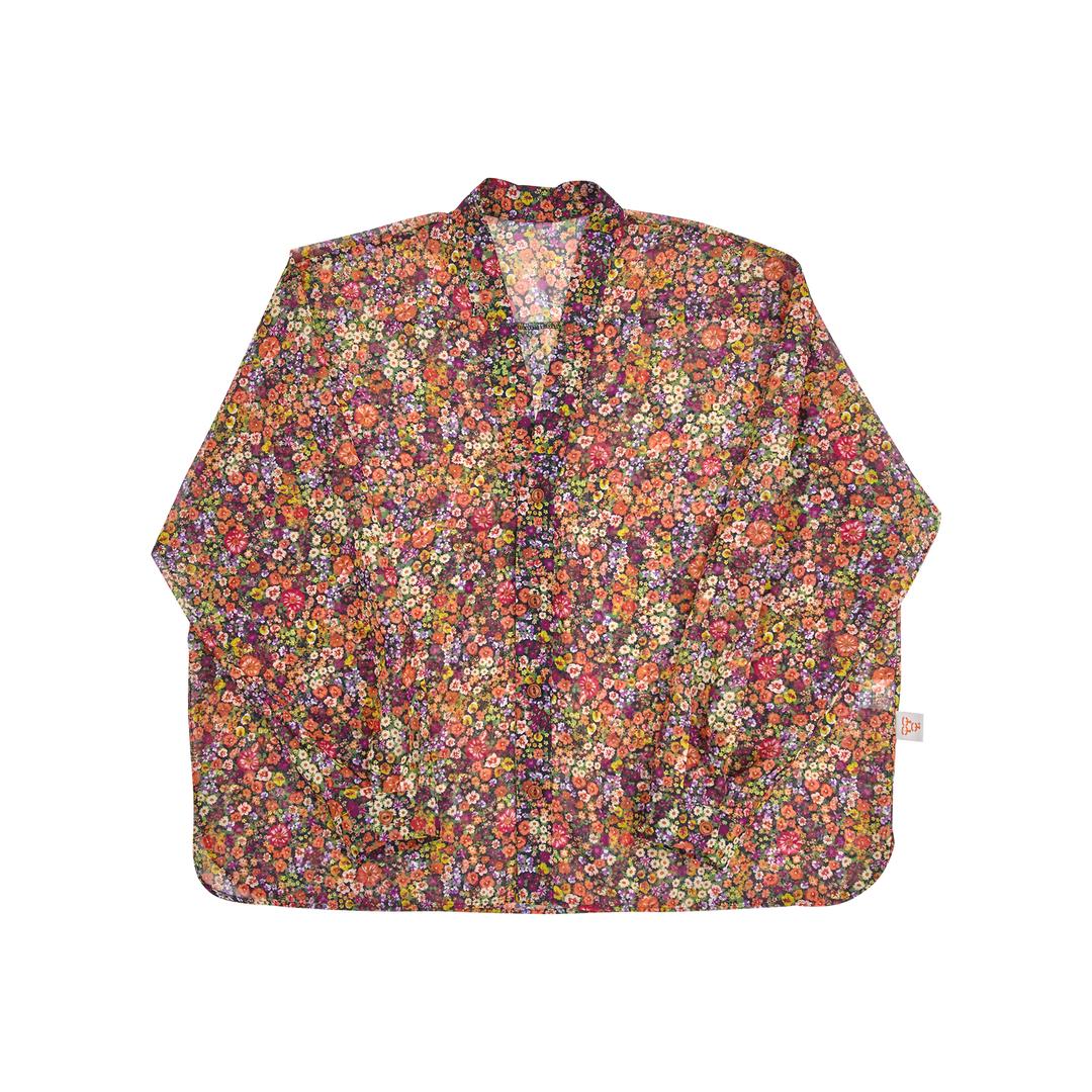 FLOWER SHEER NO COLLAR SHIRT-MT.OR
