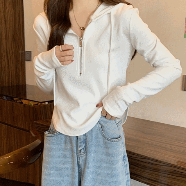 당일배송 [무배] 데일리 반집업 옆트임 슬림핏 후드 긴팔 이너 레이어드 티셔츠 (2C) 맨투맨티셔츠 크롭티긴팔 와플맨투맨 긴팔이너티 커플맨투맨 세미크롭긴팔 기본티긴팔 시스루티셔츠 가을티셔츠 볼레로티셔츠 카라티셔츠 민소매티셔츠 오버핏티셔츠 반집업티셔츠