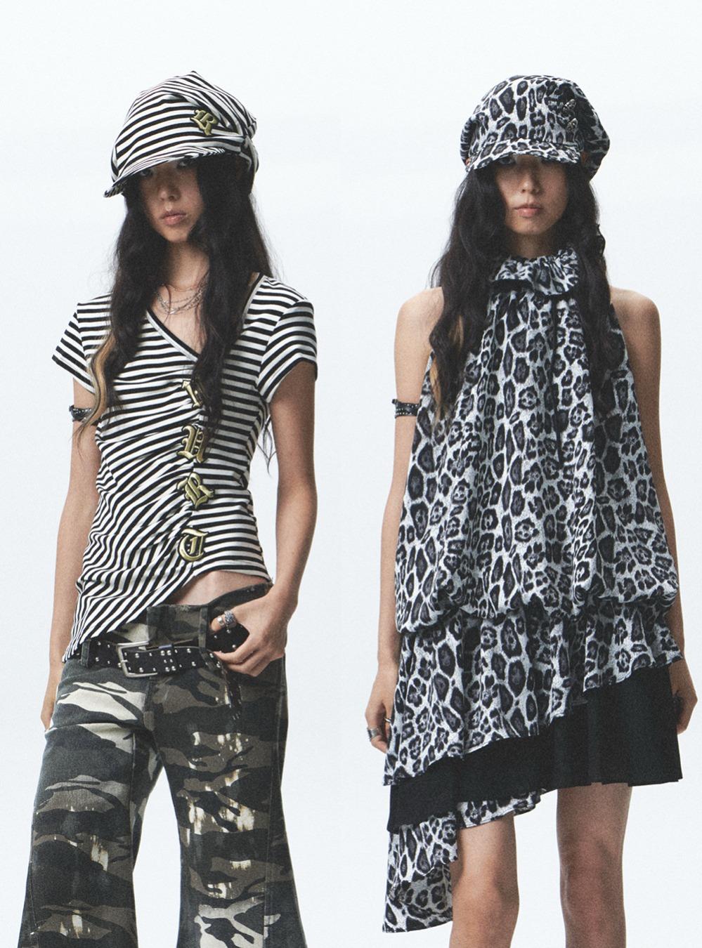 Slash Pattern Drape Cap (2color)