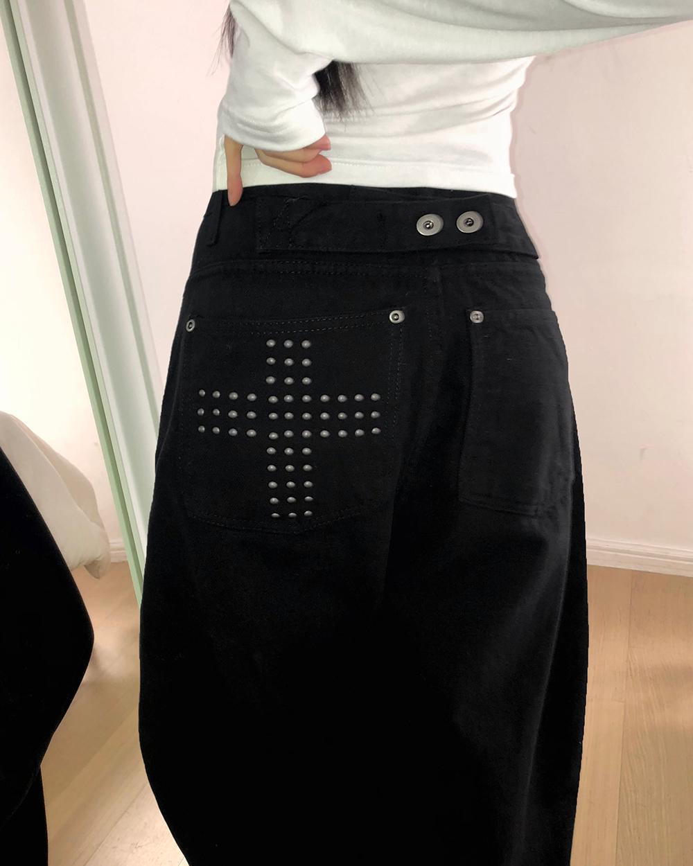 원더원더 [기모&일반/스터드⭐] 쿠민 십자가 스터드 벌룬 와이드 팬츠