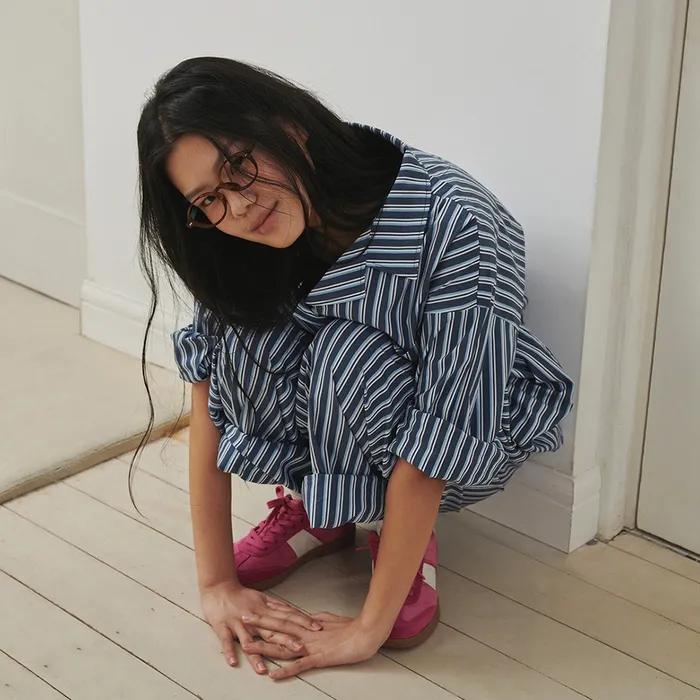 [L, XL 5/15 예약 출고] (uni)도미토리 시즌 스트라이프 파자마 블루베리