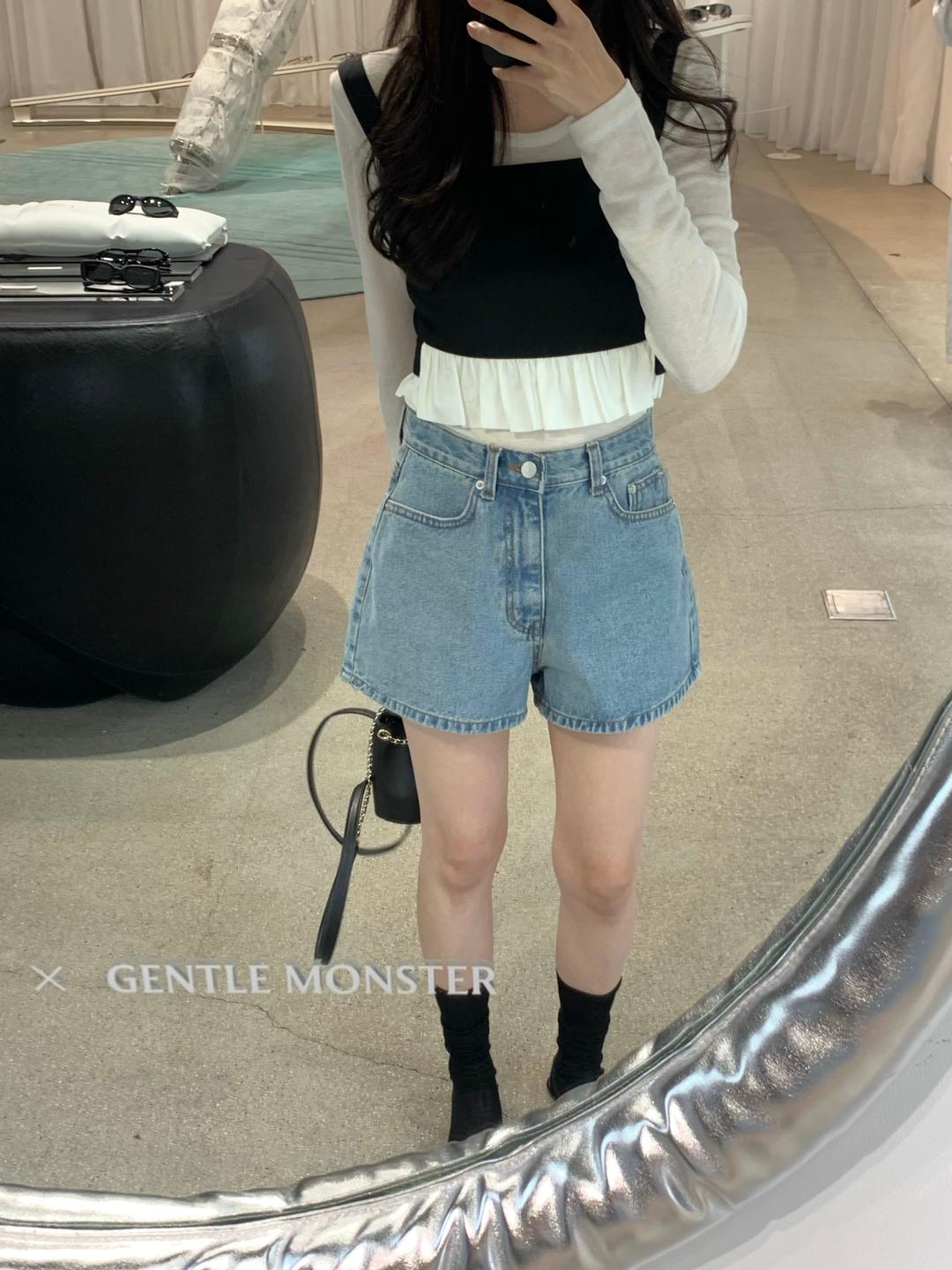 르아브르  유카 숏데님팬츠, 여자 코튼 연청반바지 숏팬츠