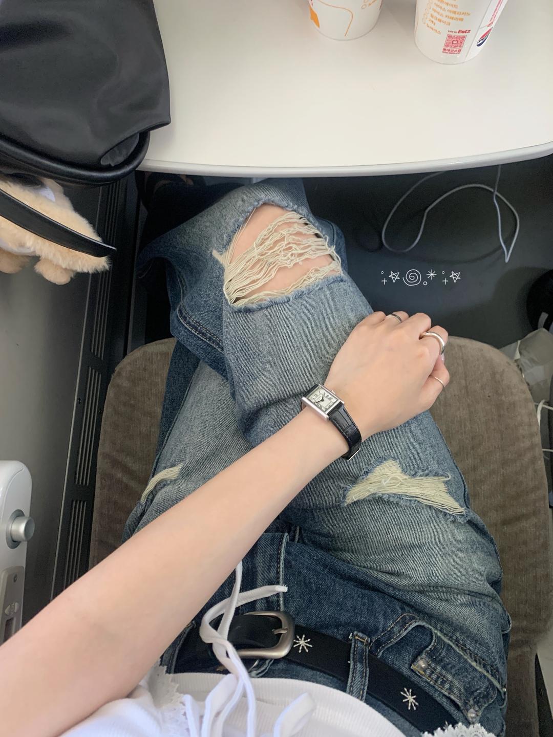 유리에 모델소장/찢청✨ 페스트 데미지 데님 pants (빈티지/스크래치/와이드팬츠/와이드데님/힙/러블리힙/구제)