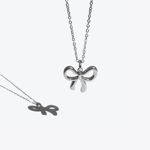 [RUSH OFF] 써지컬스틸 리본 포인트 체인 목걸이