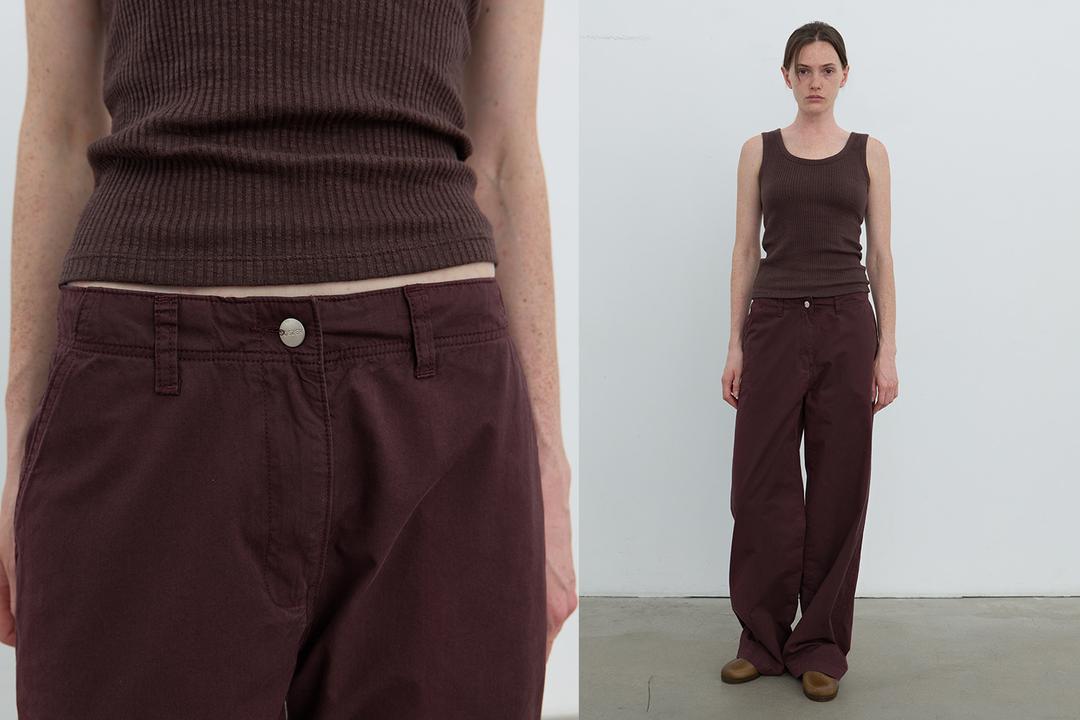 Washing cotton chino pants (burgundy)