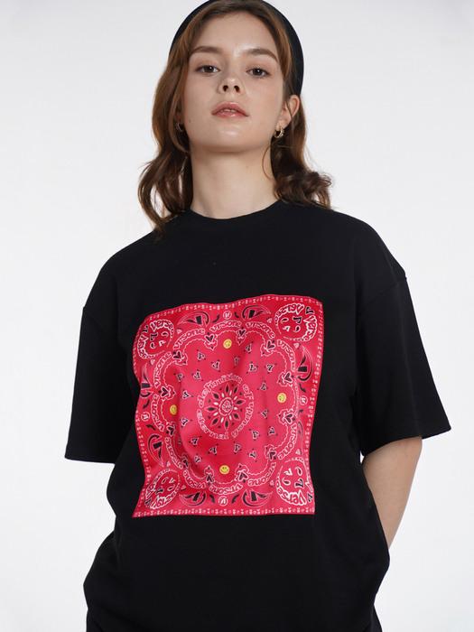 PAISLEY LOGO BANDANA T-SHIRTS BLACK/RED