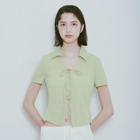 이런 상품 어때요? Open Collar Ribbon Blouse in Green VW4MB109-32