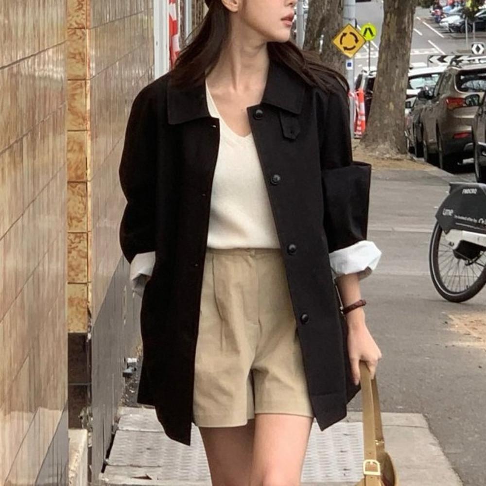 검 당일 베르가못 하프 트렌치 코트 2402 가을 오피스 하객룩 아우터