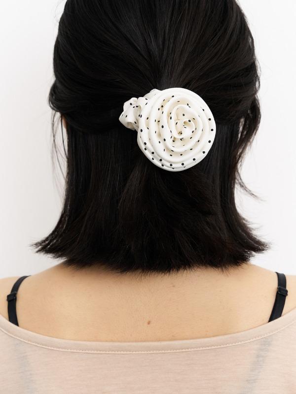 dot rose scrunchie - ivory