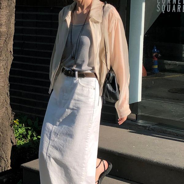 Ivory denim skirt