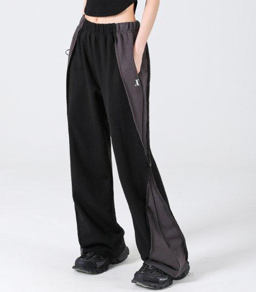 Optical Side Wide Pants BLACK