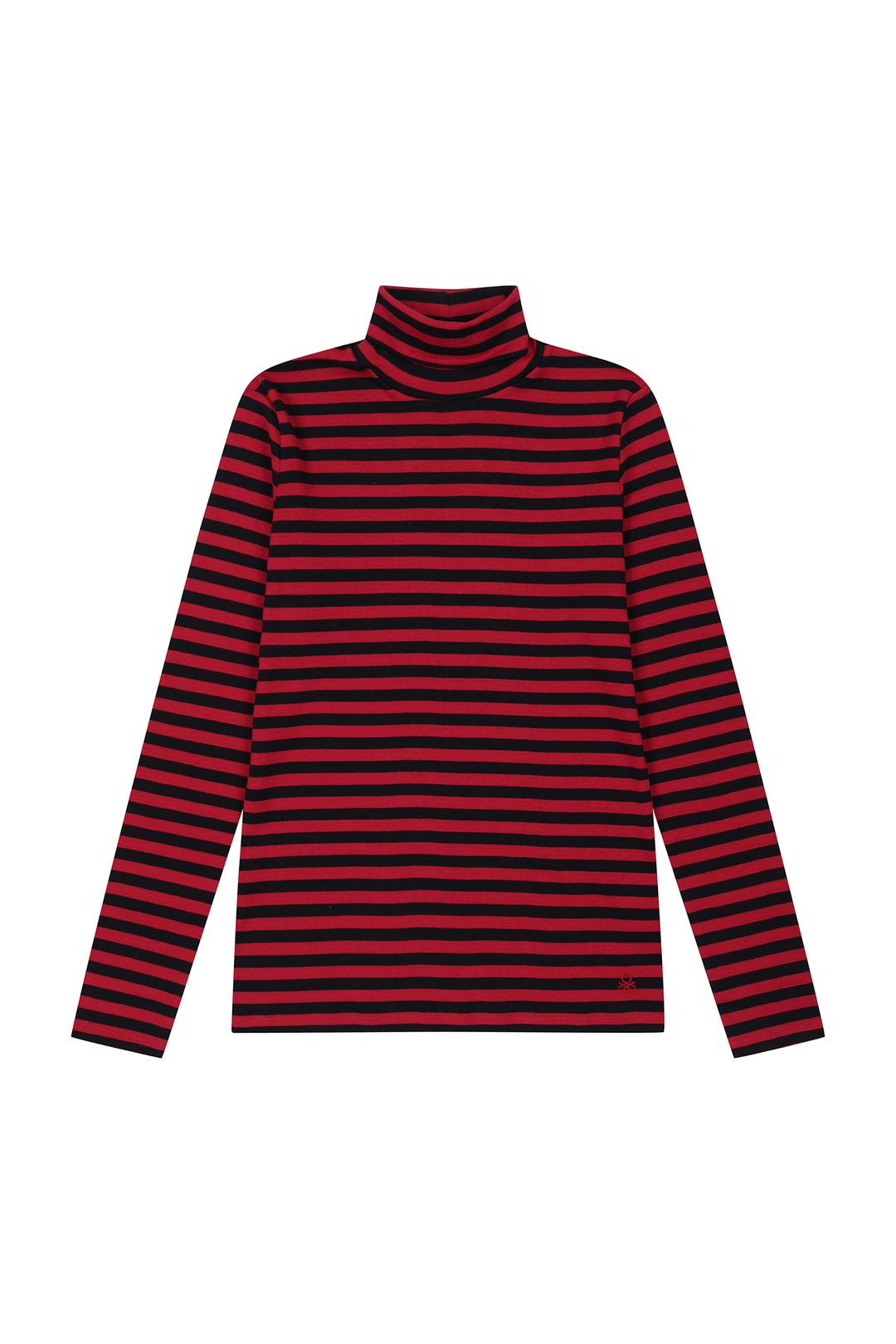 Striped turtleneck cotton t-shirt
