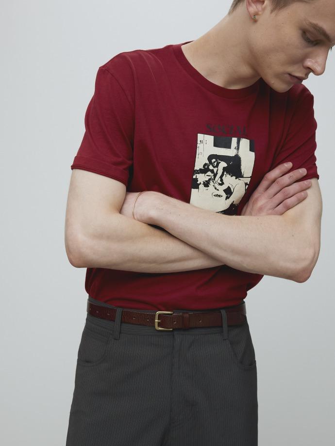 SOCIAL DISTORTION GARMENT DYED T-SHIRT_ RED PIGMENT