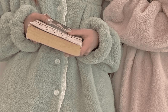 H made 모어 레이스 잠옷 극세사 수면잠옷 커플 파자마 세트 2type 투피스