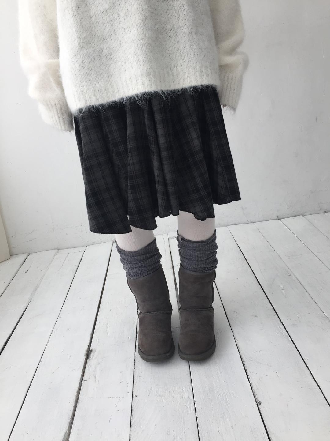 warm drape check skirt (2c)