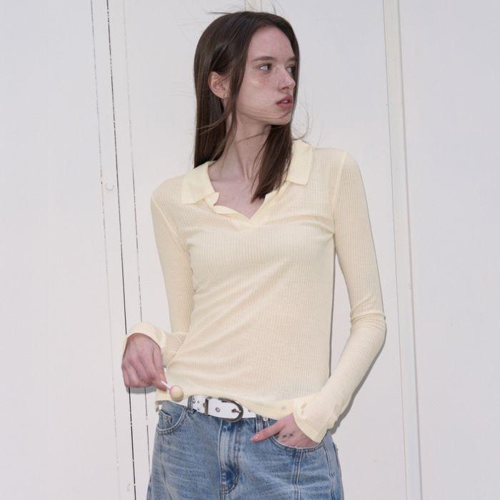소프트 리브드 카라 탑 [YELLOW]
