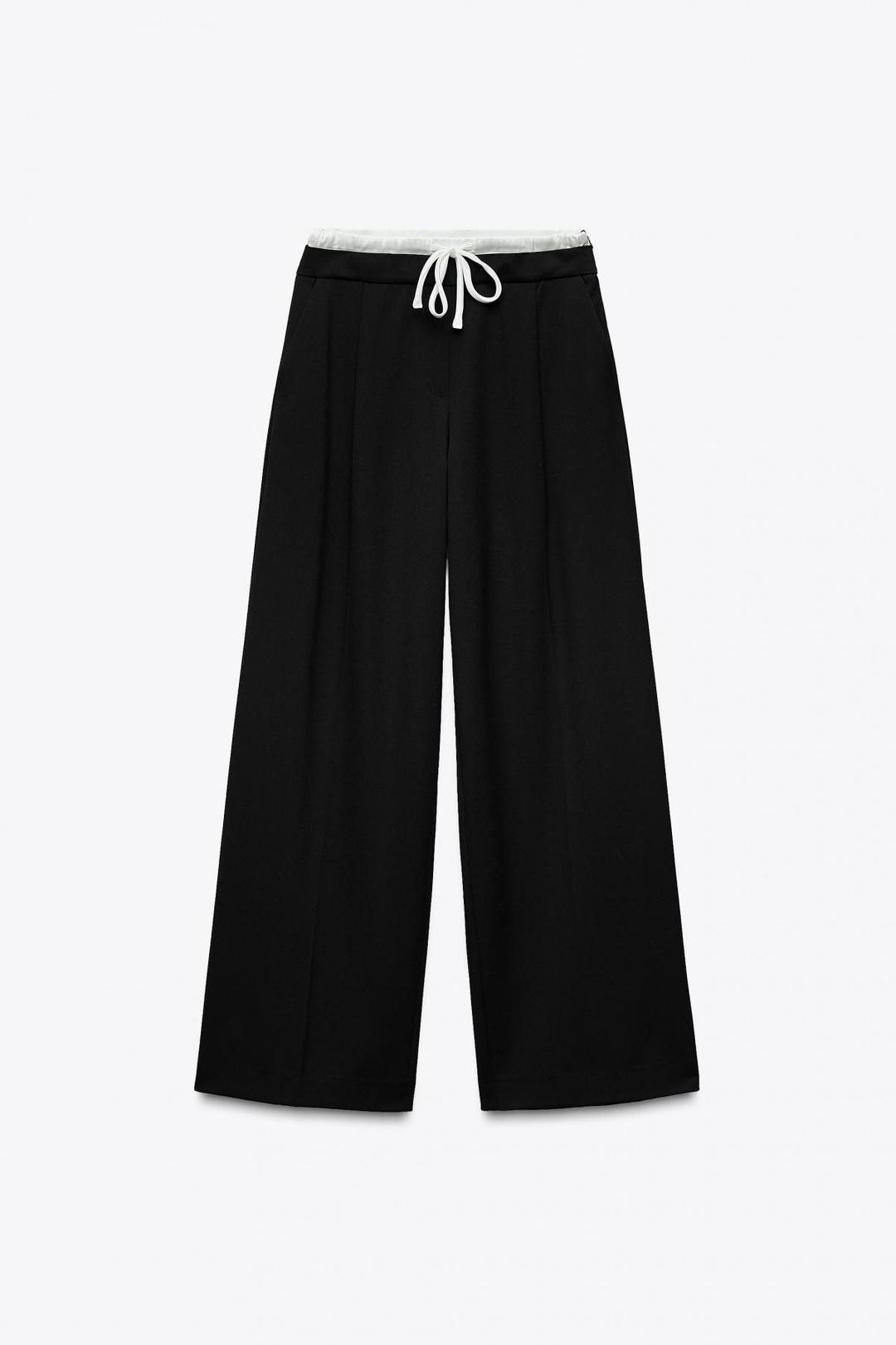 스페인샵 자라 더블 웨이스트 와이드 팬츠 1608/825 BLACK