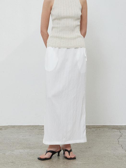 STRING COMFY LONG SKIRT - WHITE