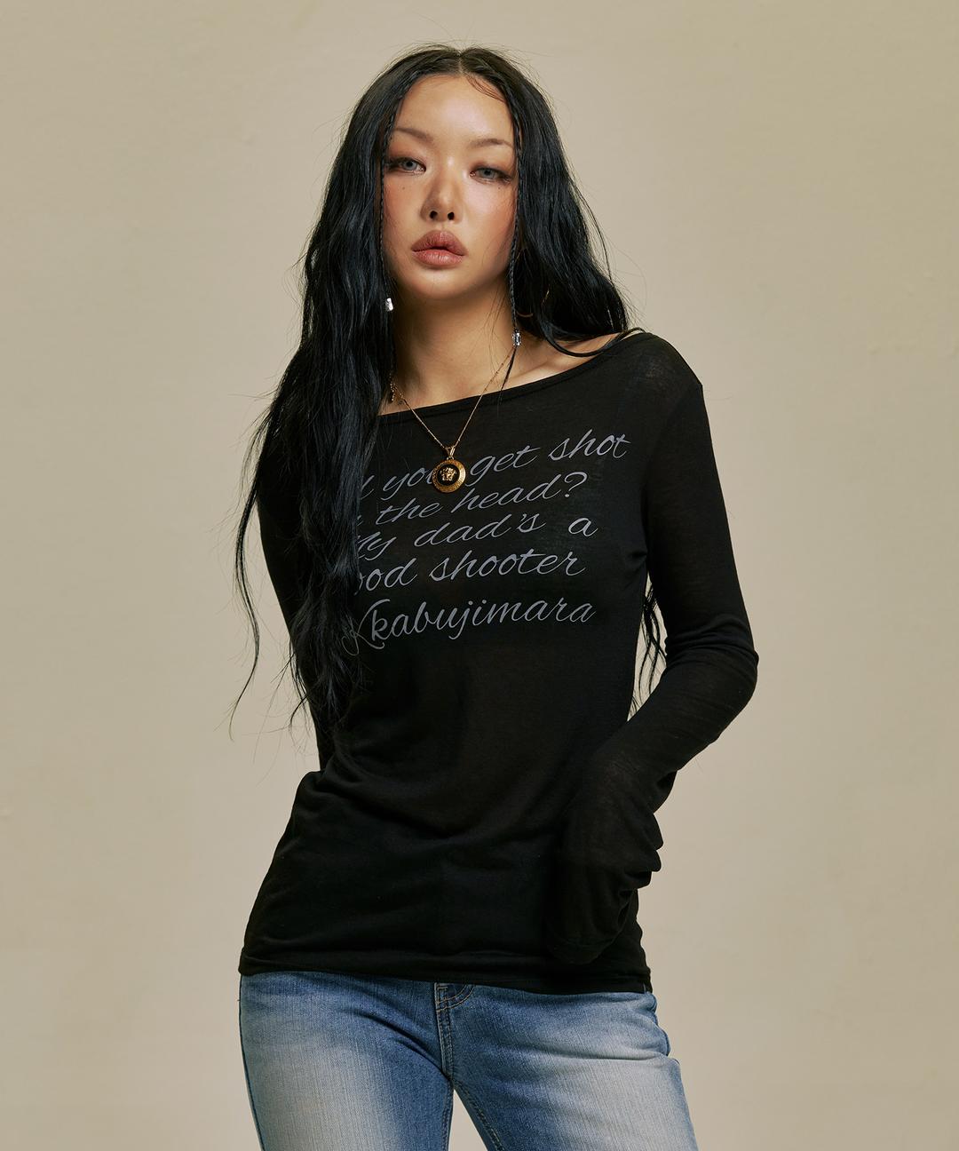 LETTERING SHEER LONG SLEEVE_BK