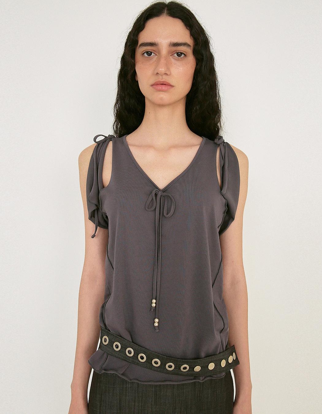 CUT OUT FLARE TOP, CHARCOAL