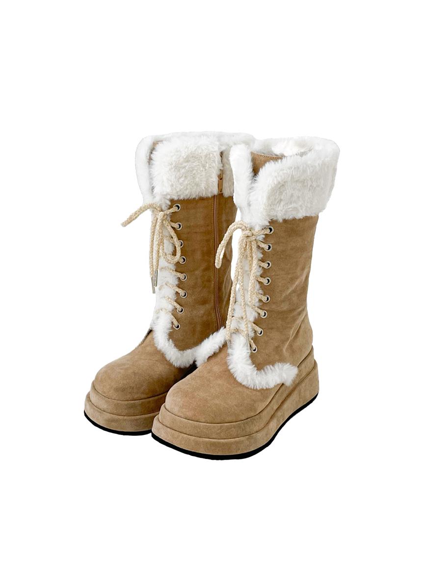 루루서울 Winter Angel Fur Boots (Angel Beige/Midi)