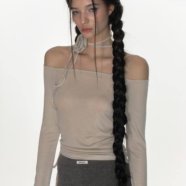 ROSE STRING OFF SHOULDER TOP_BEIGE