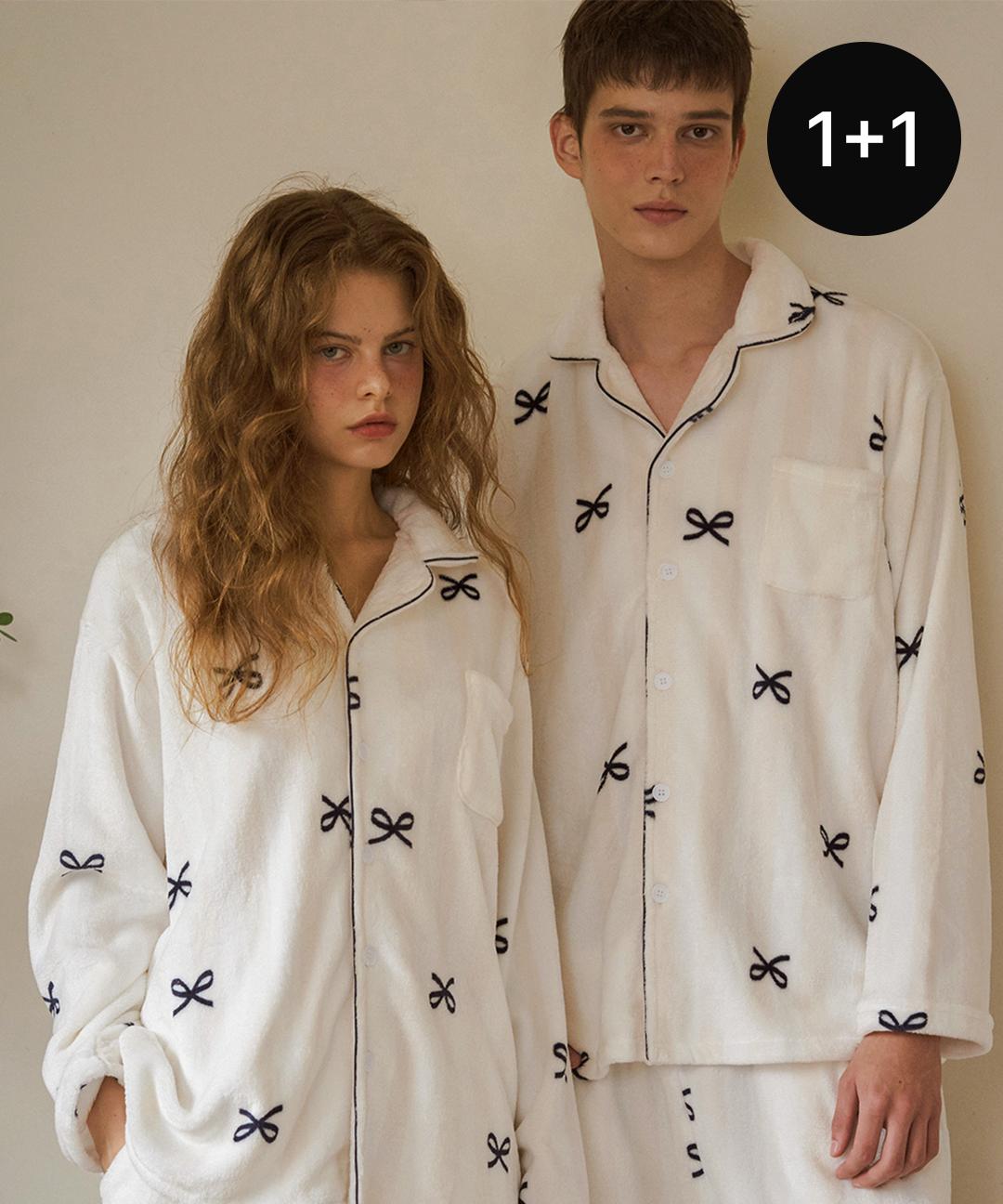 도씨 [1+1] 플러피 보니 긴팔 커플 수면 잠옷 세트