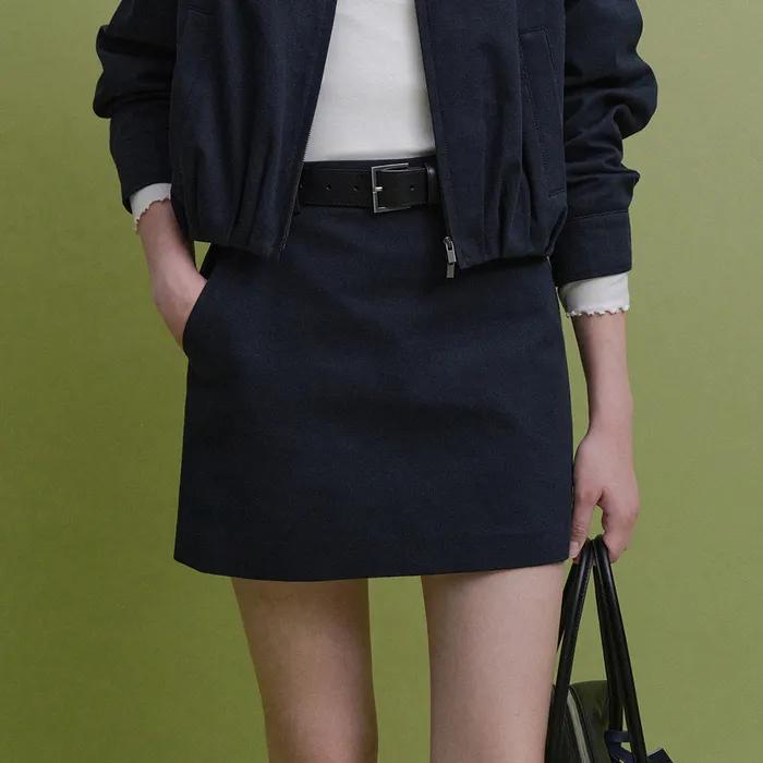 Diene Cotton Mini Skirt (Navy)