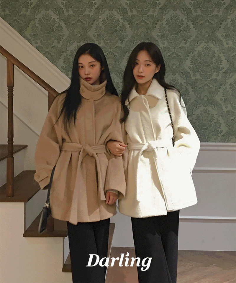 달트 [Pre-order/합리적인가격][MADE]테디베어 울 하프 코트(누빔안감,넥 비조,하이넥코트,벨트코트)