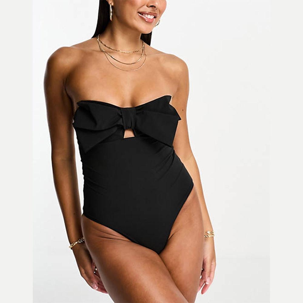 앤아더스토리즈 빅리본 원피스 수영복 블랙