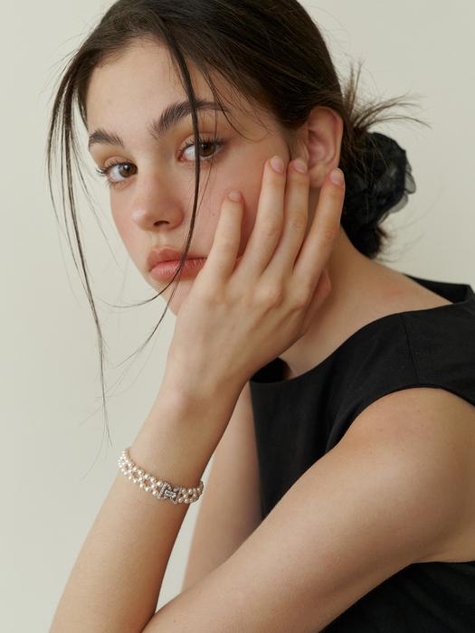 cubic ribbon swrovski pearl bracelet