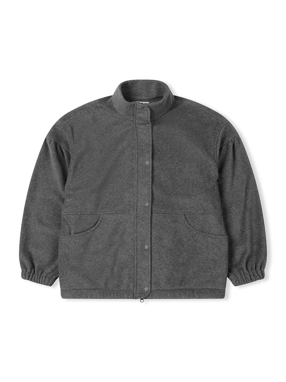 Solid Fleece Zip-up Charcoal_F244JP02