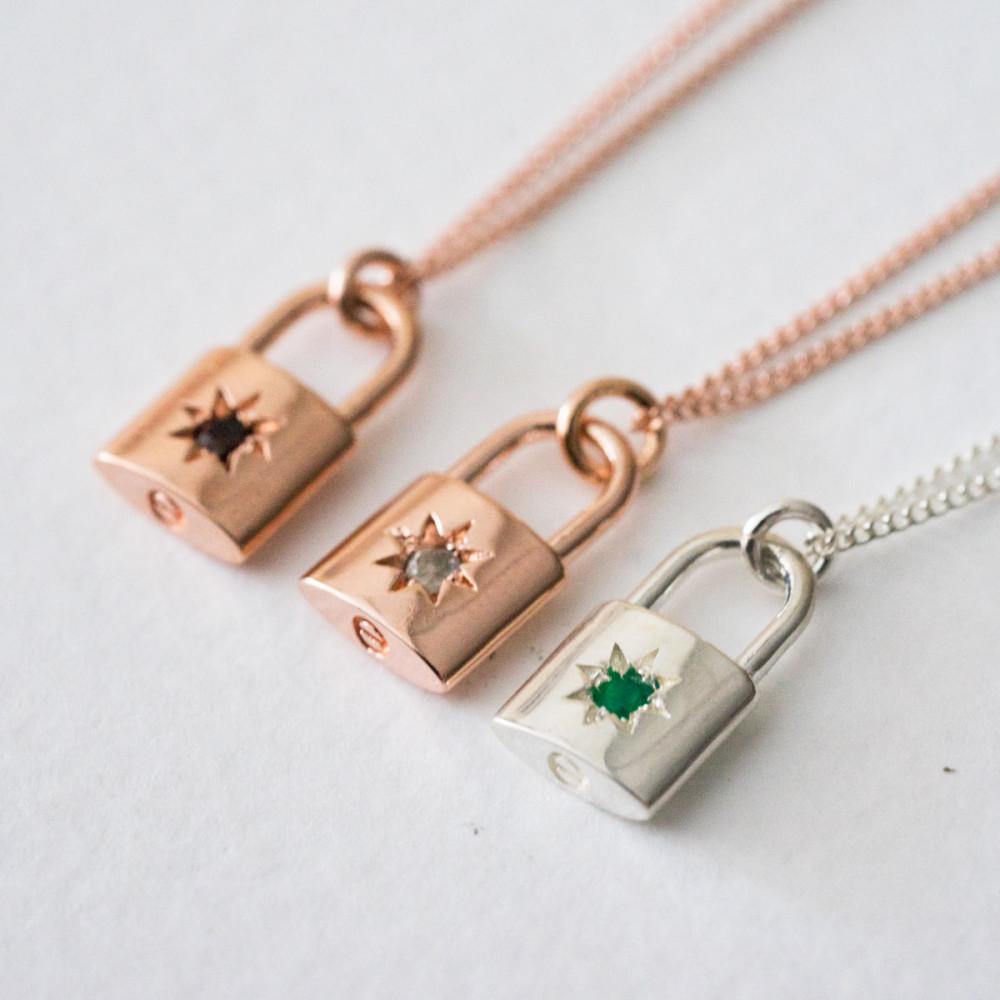 원석 자물쇠 목걸이 925실버