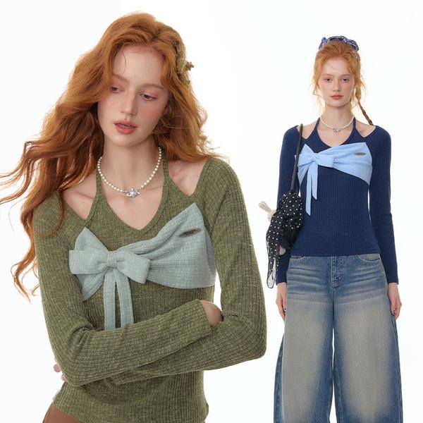 Halterneck Ribbon Sweater