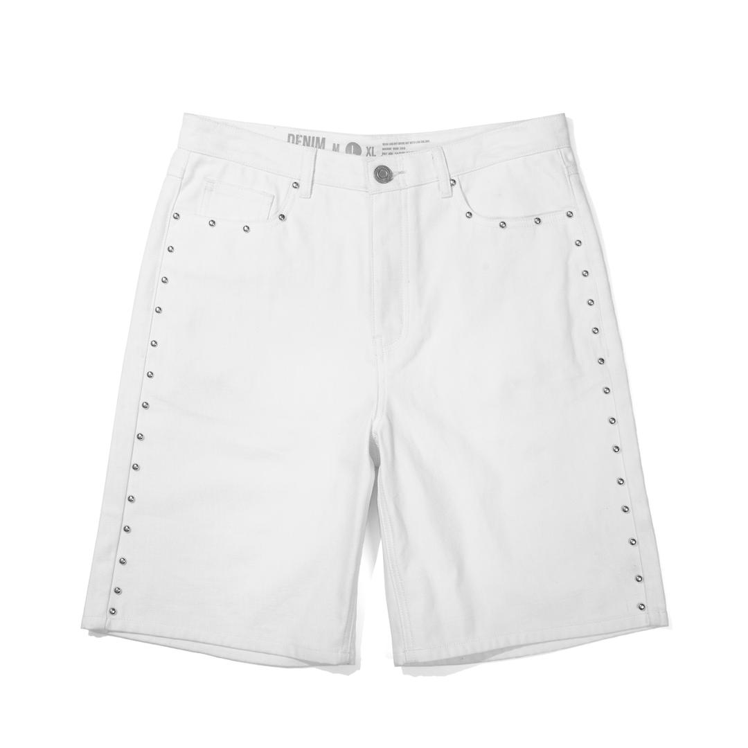 STUDS DENIM SHORTS OFF WHITE