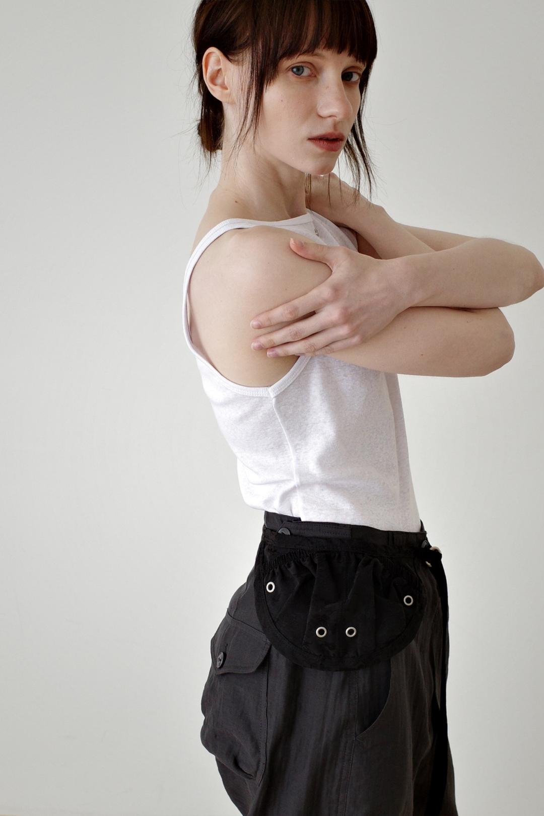 Satin jacquard belted bag, Black