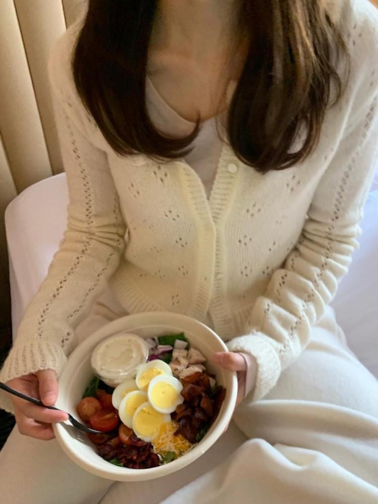 [차콜 당일] 포니 펀칭 모헤어 가디건 레이스 프릴 cd (2color)